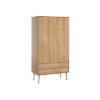 Large Bedroom Bosque Natural Oak Extendable Bed 140 cm, Chest of Drawers and Wardrobe