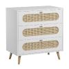 Large Paris White Cane Bedroom, Bed, Chest of Drawers and Wardrobe