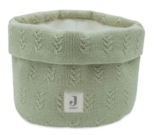 Grain knit olive green storage basket