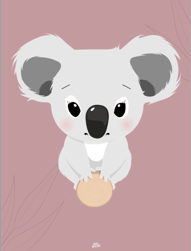 Affiche Koala Rose